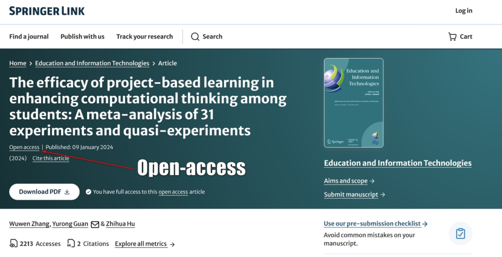 Jurnal Springer yang Open-access