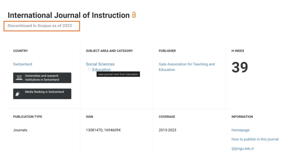 Jurnal sudah discontinued Scopus